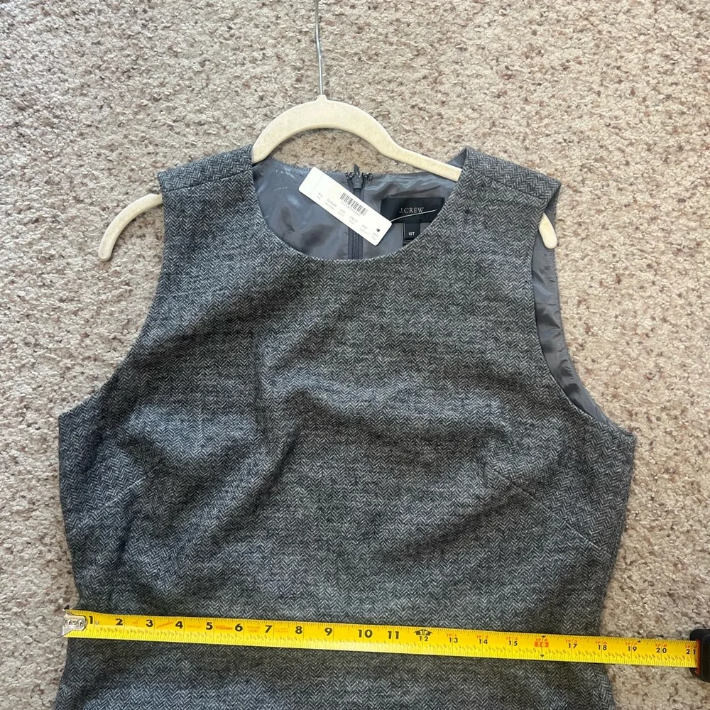 J. Crew Herringbone Knee Length Dress Gray sz 16T Wool blend Workwear business‎